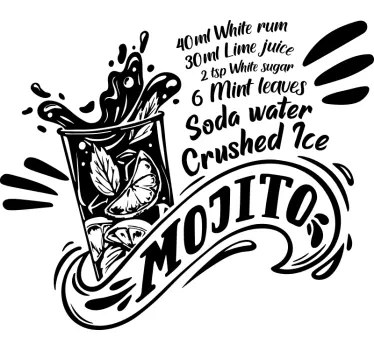 Mojito recipe drink wall sticker - TenStickers