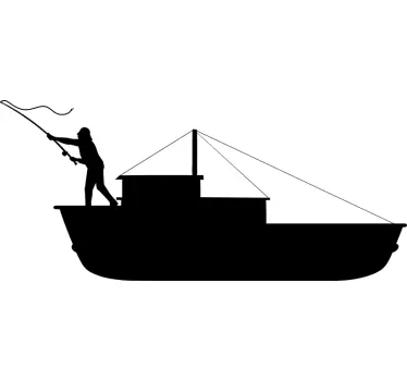Fishing on a boat nautical sticker - TenStickers