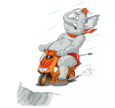 Motorcycle Elephant Kids Sticker - TenStickers