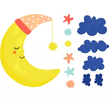 Moon and stars illustration wall art - TenStickers