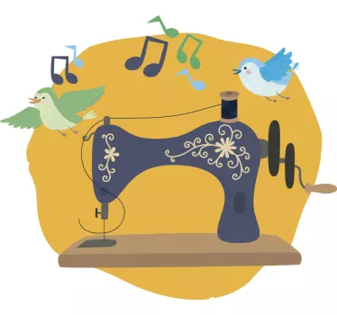 Sewing machine with bird sticker - TenStickers