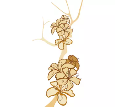 Cream Flower Branch Decal - TenStickers