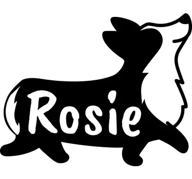 Pet wall art playful corgi name personalization - TenStickers