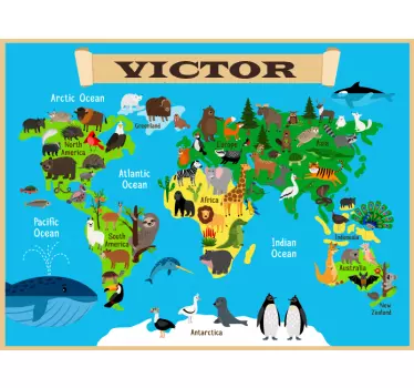 Personalised world map sticker - TenStickers