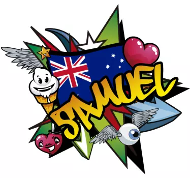 Graffiti Name australian flag urban decal - TenStickers