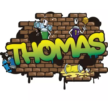 Graffiti Name brick background urban decal - TenStickers