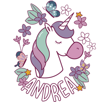 Unicorn and butterfly Personalised Sticker - TenStickers