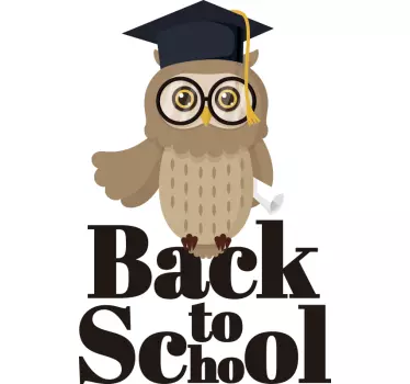 Back to school owl Shop Window Vinyl - TenStickers