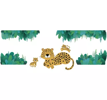 Leopard mom and babies wild animal sticker - TenStickers