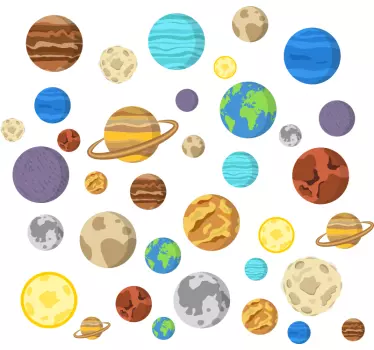 Colour dot planets space sticker - TenStickers