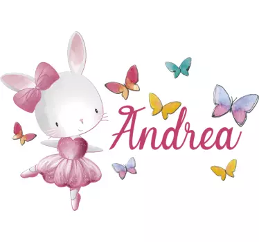 Girl dancing ballet  with name  illustration decal - TenStickers