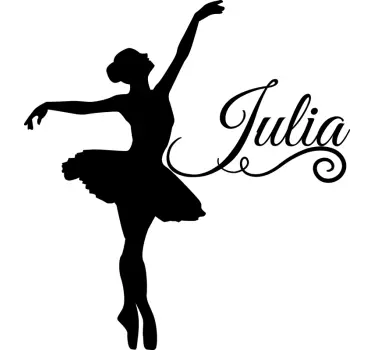 Silhoutte ballet dancer with name  dance wall sticker - TenStickers