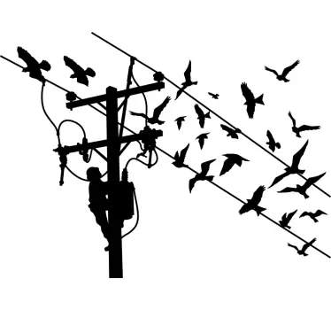 Light pole with birds bird decal - TenStickers