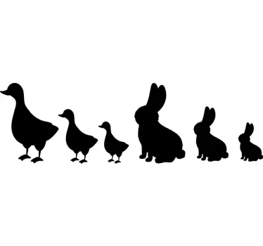 Goslings and rabbits farm animal decal - TenStickers