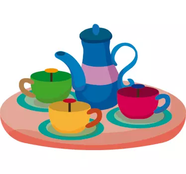 Cuisine wall sticker tea set showcase - TenStickers
