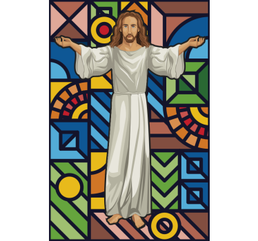 Jesus Stained glass window film window decal - TenStickers