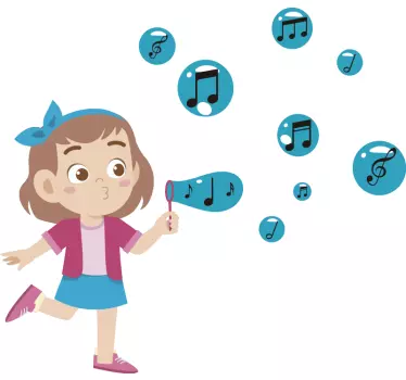 Child blowing notes illustration wall art - TenStickers