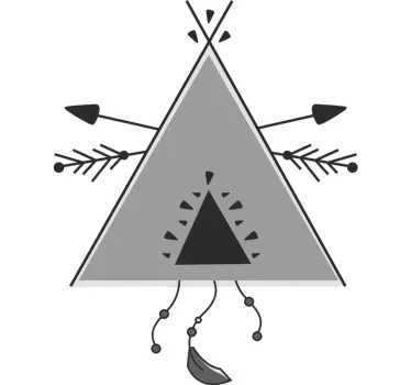 Geometric Teepee tent in grey scale wall sticker - TenStickers