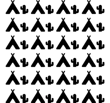 Teepee tent and Cactus sheet wall decal - TenStickers