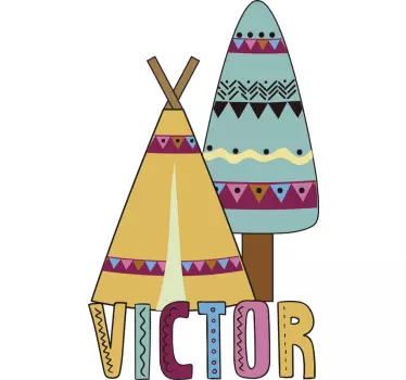 Wall stickers for kid vibrant teepee and tree - TenStickers