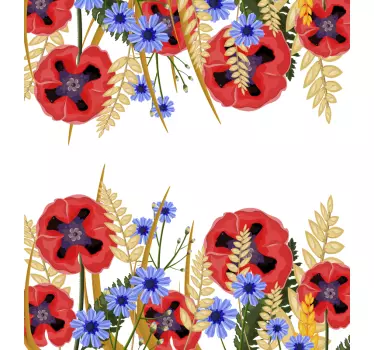 Polish poppy plants frame window decal - TenStickers