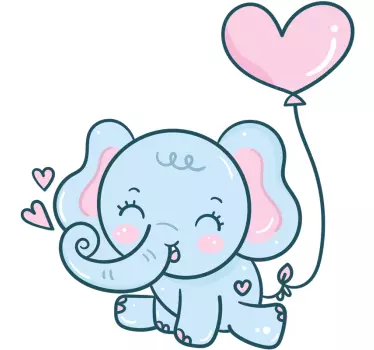 Baby elephant with hearts Childrens Bedroom Wall Sticker - TenStickers