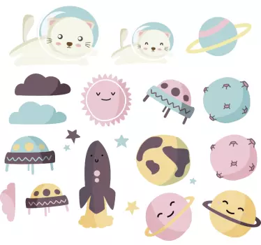 Cute Space Creatures wall stickers for kid - TenStickers