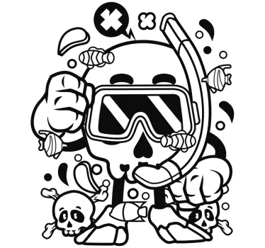 Wall sticker skull diver design - TenStickers
