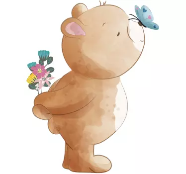 Bear and butterfly wall decal - TenStickers