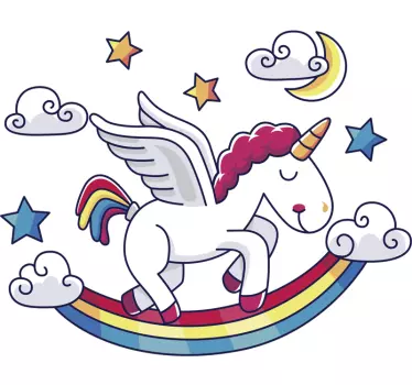 Rainbow with unicorn fantasy decal - TenStickers