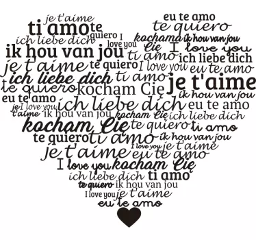 Languages in the heart love wall decal - TenStickers