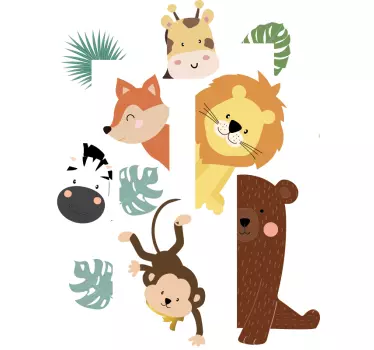 Animals at door glass sticker - TenStickers