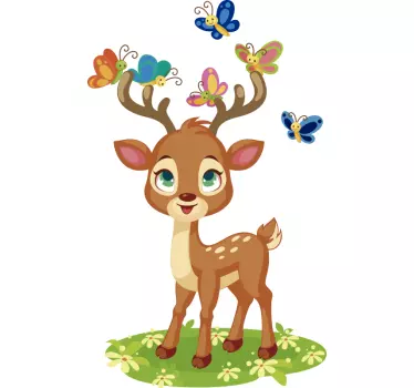 Animated deer illustration wall art - TenStickers