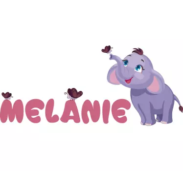 Personnalised name baby elephant wild animal decal - TenStickers