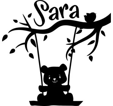 Personalized Bear Swing wall stickers for kid - TenStickers