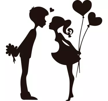 Young kissing couple love wall sticker - TenStickers