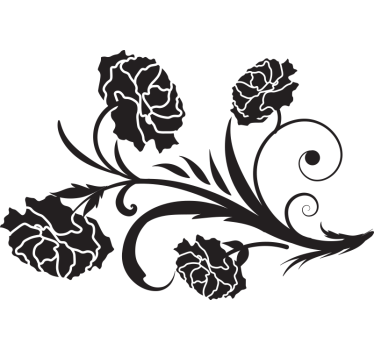Carnation silhouette floral wall decal - TenStickers