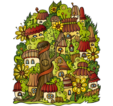 Wall stickers for kid tree village - TenStickers