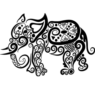 Elephant drawings wild animal sticker - TenStickers