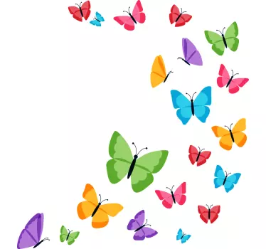 Colorful butterflies flying butterfly wall sticker - TenStickers