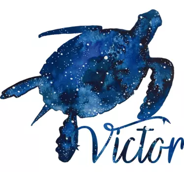 Turtle with galaxy pattern and name animal wall sticker - TenStickers