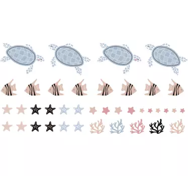 Turtles and fish under Sea animal sticker - TenStickers