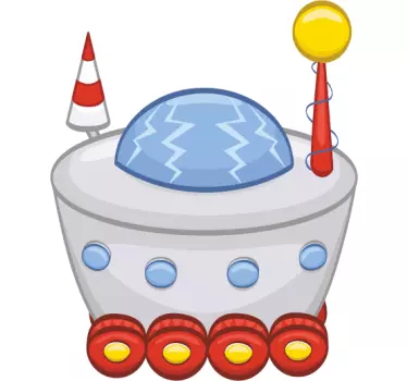 Spacecraft With Wheels Kids Sticker - TenStickers