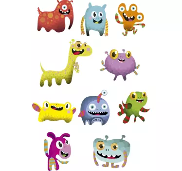 Outer space monsters collection monster decal - TenStickers