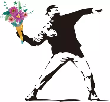 Banksy Revolution Flowers vinyl wall art decal - TenStickers