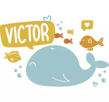 Farm animal wall sticker cute whale design - TenStickers