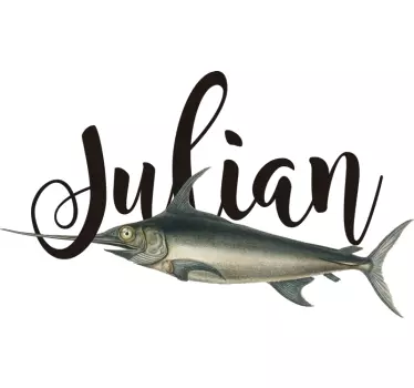 Swordfish with name animal sticker - TenStickers