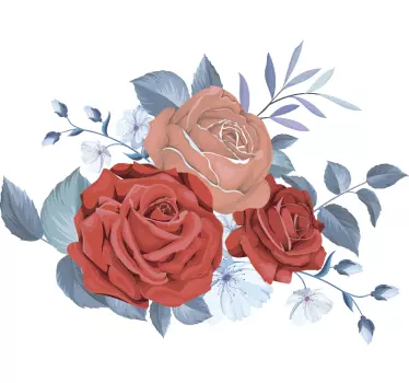 Blue bouquet flowers flower wall decal - TenStickers