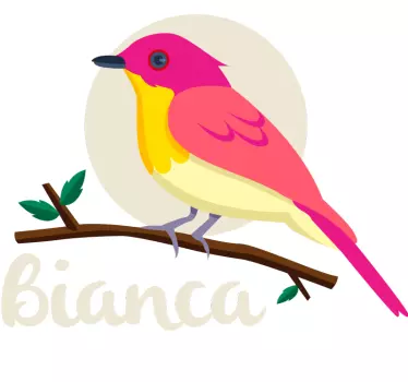 Bird wall sticker pink bird on a branch - TenStickers