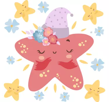 Smiles-in-red-Stars illustration wall art decal - TenStickers